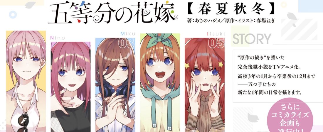 Gotoubun no Hanayome anuncia un nuevo proyecto de animación original: “Honeymoon Arc