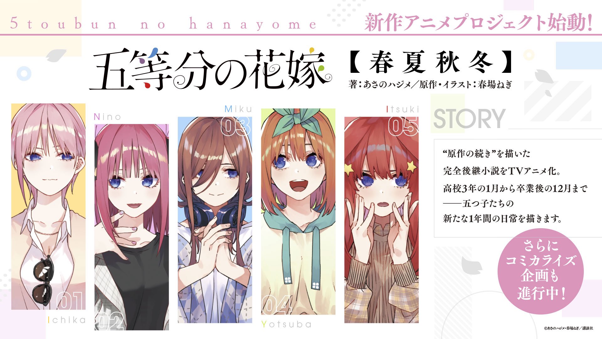 Gotoubun no Hanayome anuncia un nuevo proyecto de animación original: “Honeymoon Arc